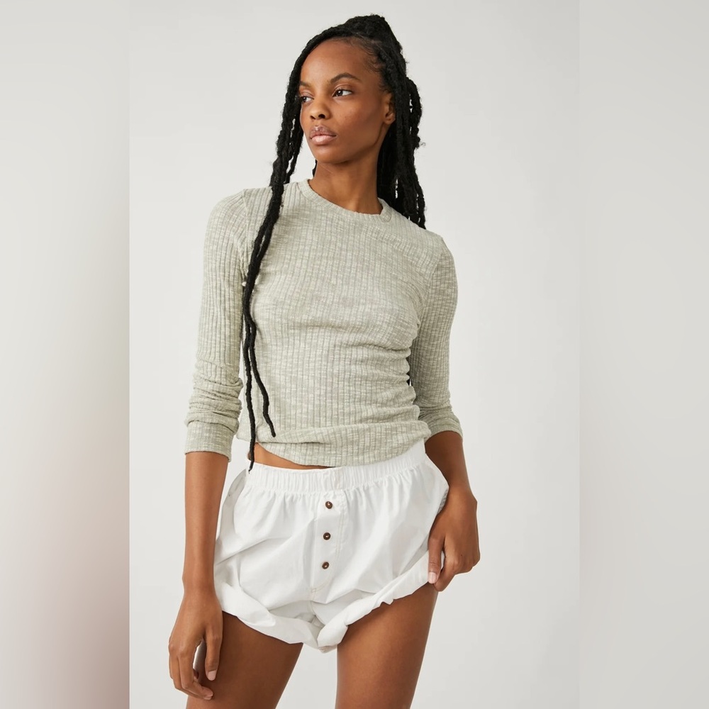 NWT Free People Sea Mist Long Sleeve Layering Top Size Small